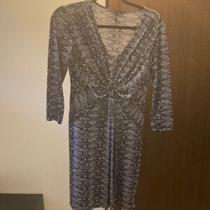 Daisy Fuentes Petite Gray Snake-Print V-Neck Dress